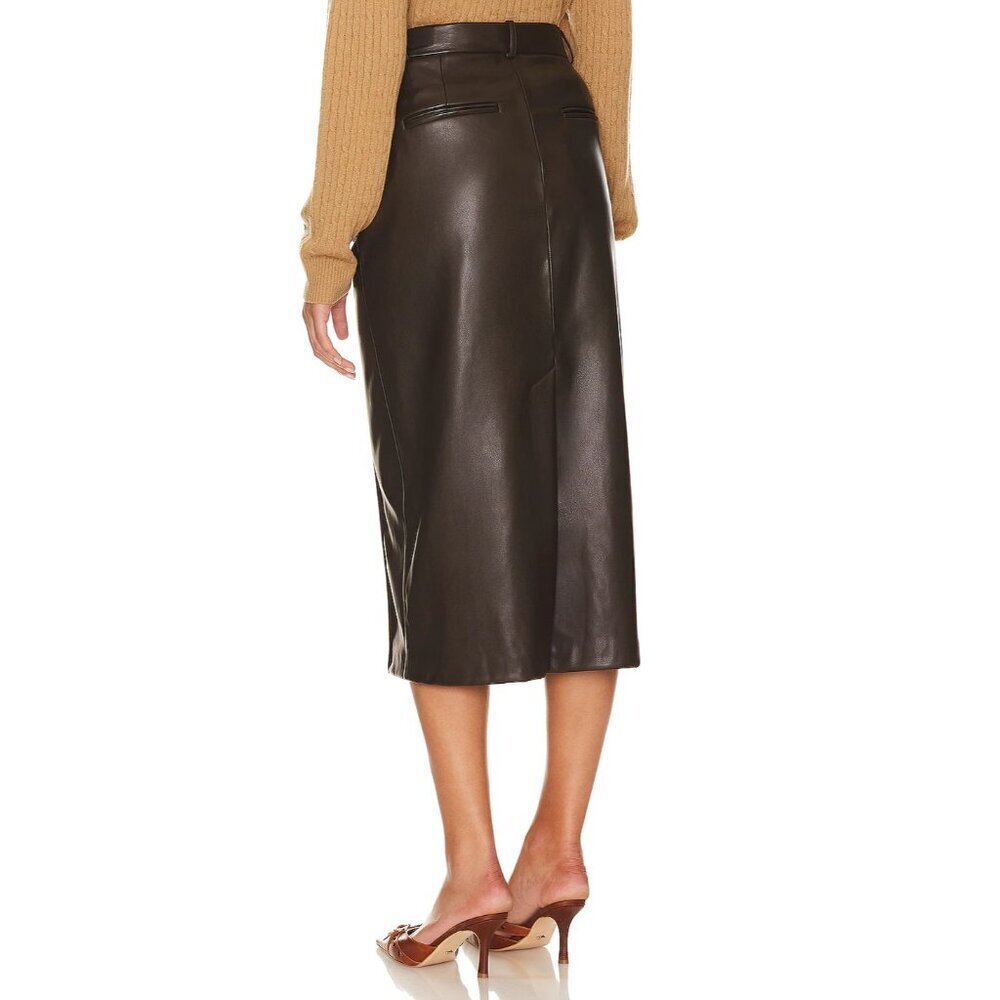 Enza Costa Soft Faux Leather Trouser Skirt in Espresso 2 Medium Womens Vegan - Picture 2 of 14
